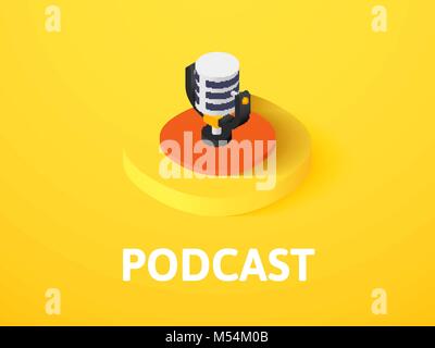 Podcast isometric icon, isolated on color background Stock Vector