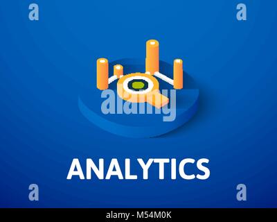 Analytics isometric icon, isolated on color background Stock Vector