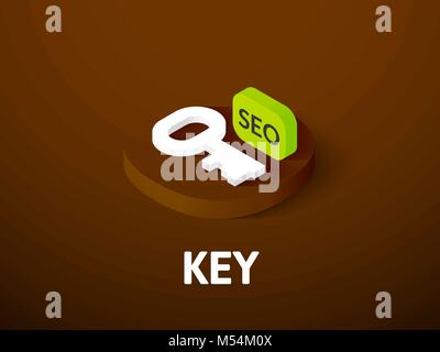 Key isometric icon, isolated on color background Stock Vector