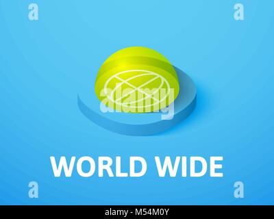 World wide isometric icon, isolated on color background Stock Vector