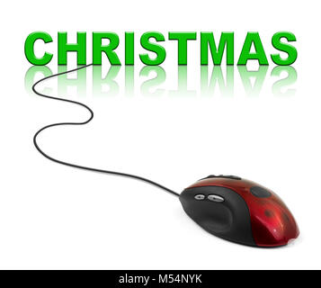 Computer mouse and Christmas Stock Photo