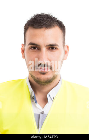 Portrait of a builder construction worker or inspector supervisor on white studio background Stock Photo
