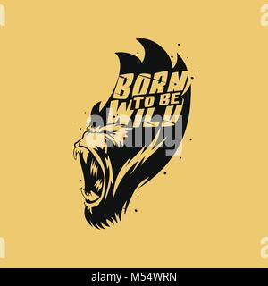 minimal logo of golden gorilla face vector illustration. Stock Vector
