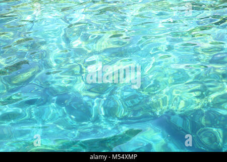 Close up of tropical water in the ocean or swimming pool, beautiful blue turquoise color with copy space, Caribbean. Stock Photo