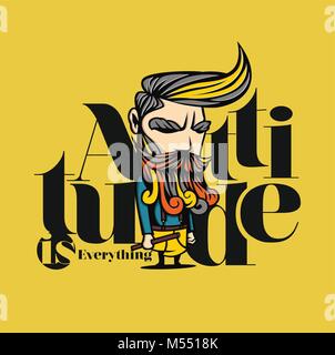 minimal logo of man with typography vector illustration Stock Vector
