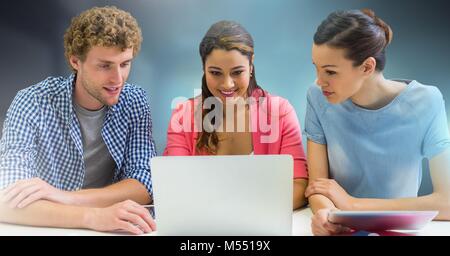 Group of people working on laptop Stock Photo
