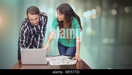 Business couple working on laptop Stock Photo