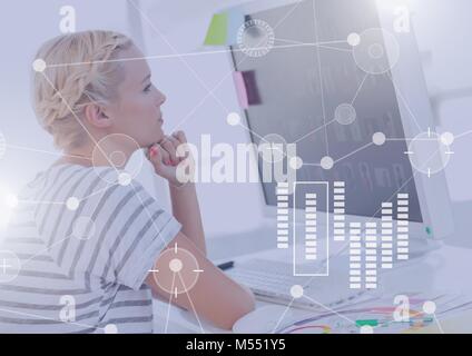 Business Overlay Interface with businesswoman Stock Photo
