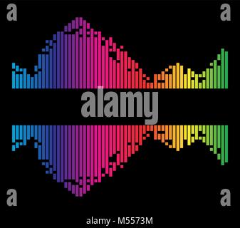 colorful striped equalizer sound music wave isolated on black background Stock Vector