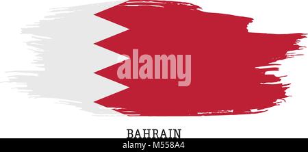 Bahrain flag vector grunge paint stroke   Stock Vector