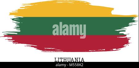 Lithuania flag vector grunge paint stroke   Stock Vector