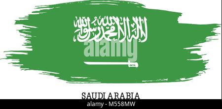 Saudi Arabia flag vector grunge paint stroke   Stock Vector