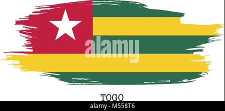 Togo flag vector grunge paint stroke   Stock Vector