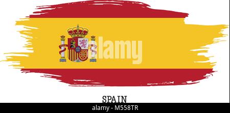 Spain flag vector grunge paint stroke   Stock Vector