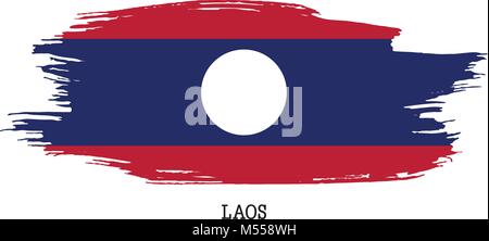 Laos flag vector grunge paint stroke   Stock Vector
