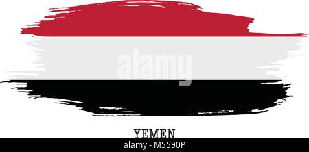 Yemen flag vector grunge paint stroke   Stock Vector