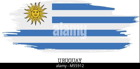 Uruguay flag vector grunge paint stroke   Stock Vector