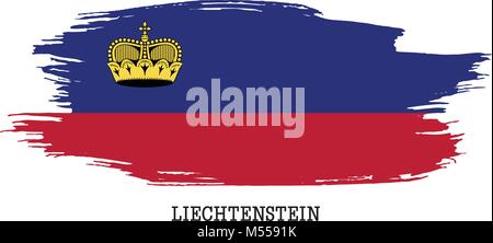 Liechtenstein flag vector grunge paint stroke   Stock Vector