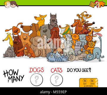 how many dogs and cats educational game Stock Photo