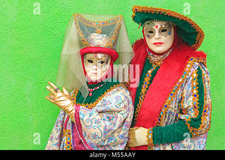 Henry VIII and his spouse during the Carnival of Venice (Carnevale di Venezia) in Venice, Italy Stock Photo