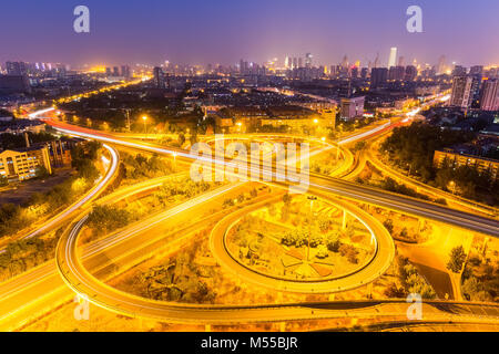 city overpass in tianjin at night Stock Photo