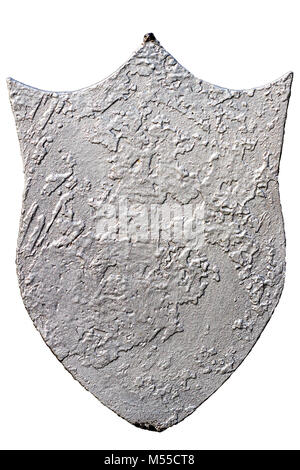 Rusty silver painted metal plate isolated on white background Stock Photo
