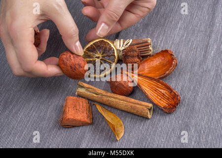 hands making a decoration. Stock Photo