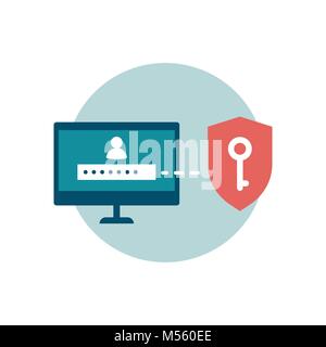 Use strong passwords to protect your accounts online, cyber security icon Stock Vector