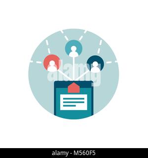 Share content online on social media with other users and spread it, social networks icon Stock Vector