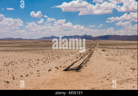 Abandoned railway tracks in the desert, Namibia Stock Photo