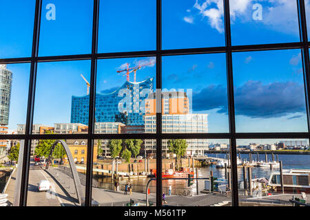 HAMBURG, GERMANY - JUNE 25,2014: The Elbphilharmonie, concert hall in the port of Hamburg. The tallest inhabited building of Hamburg, with a height of Stock Photo