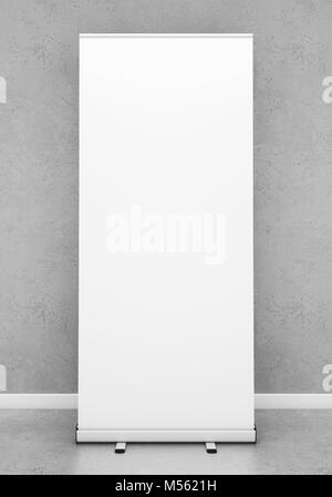 Blank roll up banner template. 3D rendering Stock Photo
