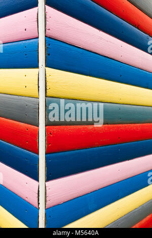 Colourful painted wooden shed. Stock Photo