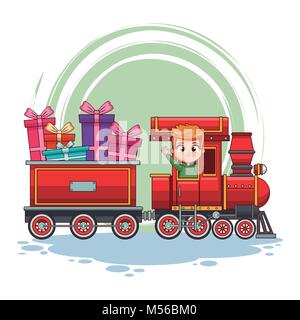 kids on train cartoon Stock Vector