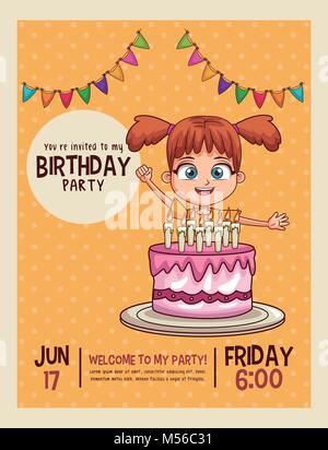 Happy birthday invitation card Stock Vector