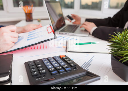 Team work process. Marketing strategy brainstorming. Stock Photo