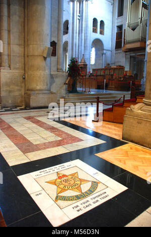 Badge of Burma Star Association on the floor of St. Anne's Cathedral, Belfast, Northern Ireland UK Stock Photo