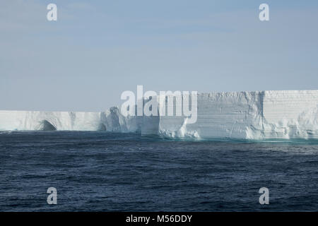 Antarctica. Tabular Iceberg, C28B, location 60Â° 51' 03' S 51Â° 33' 00' W Stock Photo