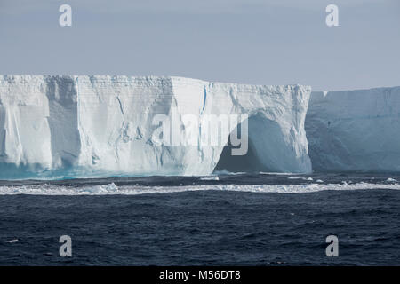 Antarctica. Tabular Iceberg, C28B, location 60Â° 51' 03' S 51Â° 33' 00' W Stock Photo