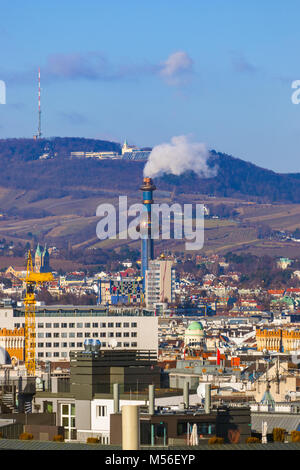 Spittelau waste incineration plant designed by Hundertwasser in Vienna Austria Stock Photo