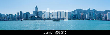 Hong Kong January 29, 2016: Victoria Harbor and Hong Kong Island.photo taken from Victoria Harbor Stock Photo