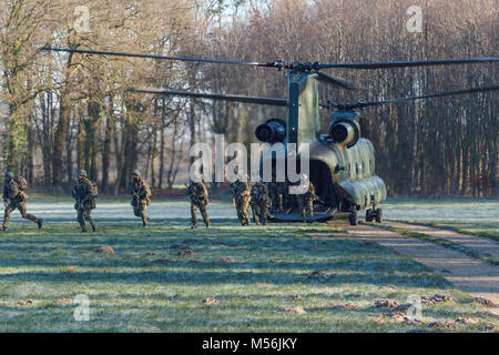 Olst Feb 7 2018: Amry and Air Force helicopter exercise Stock Photo