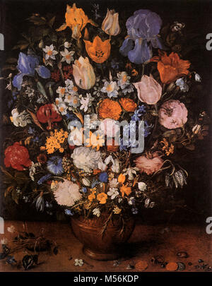 Still life with bouquet of irises Stock Photo - Alamy