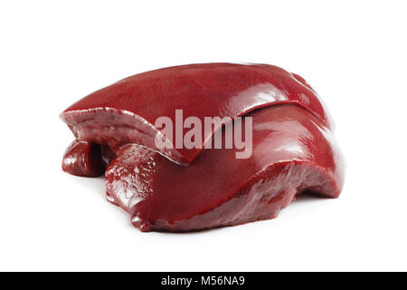 Raw liver isolated on white background Stock Photo