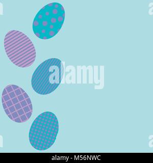 Set of easter color eggs on yellow background Stock Vector