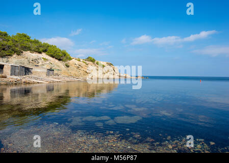 Cala pou des lleo in ibiza with a blue sky, Spain Stock Photo