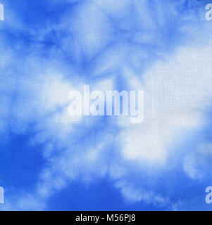 Background, textile - abstract batik pattern in blue and white Stock Photo