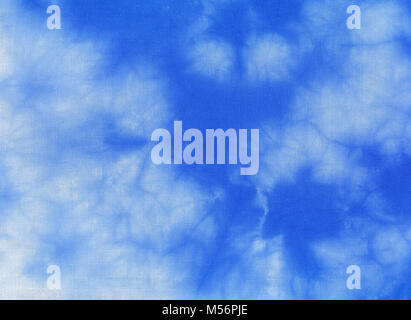 Background, textile - abstract batik pattern in blue and white Stock Photo