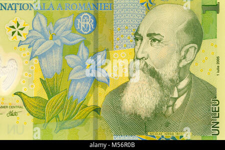 Romania One 1 Leu Bank Note Stock Photo