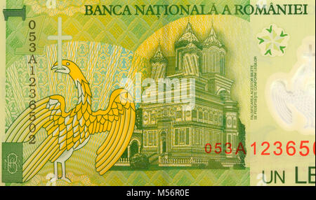 Romania One 1 Leu Bank Note Stock Photo